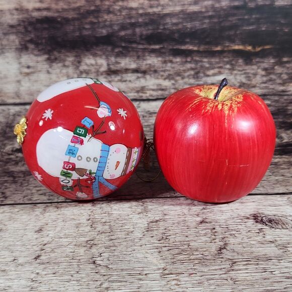 Snowman Christmas Ornament Li Bien Reverse Hand Painted Pier 1 One 2017 w Box - Picture 3 of 15